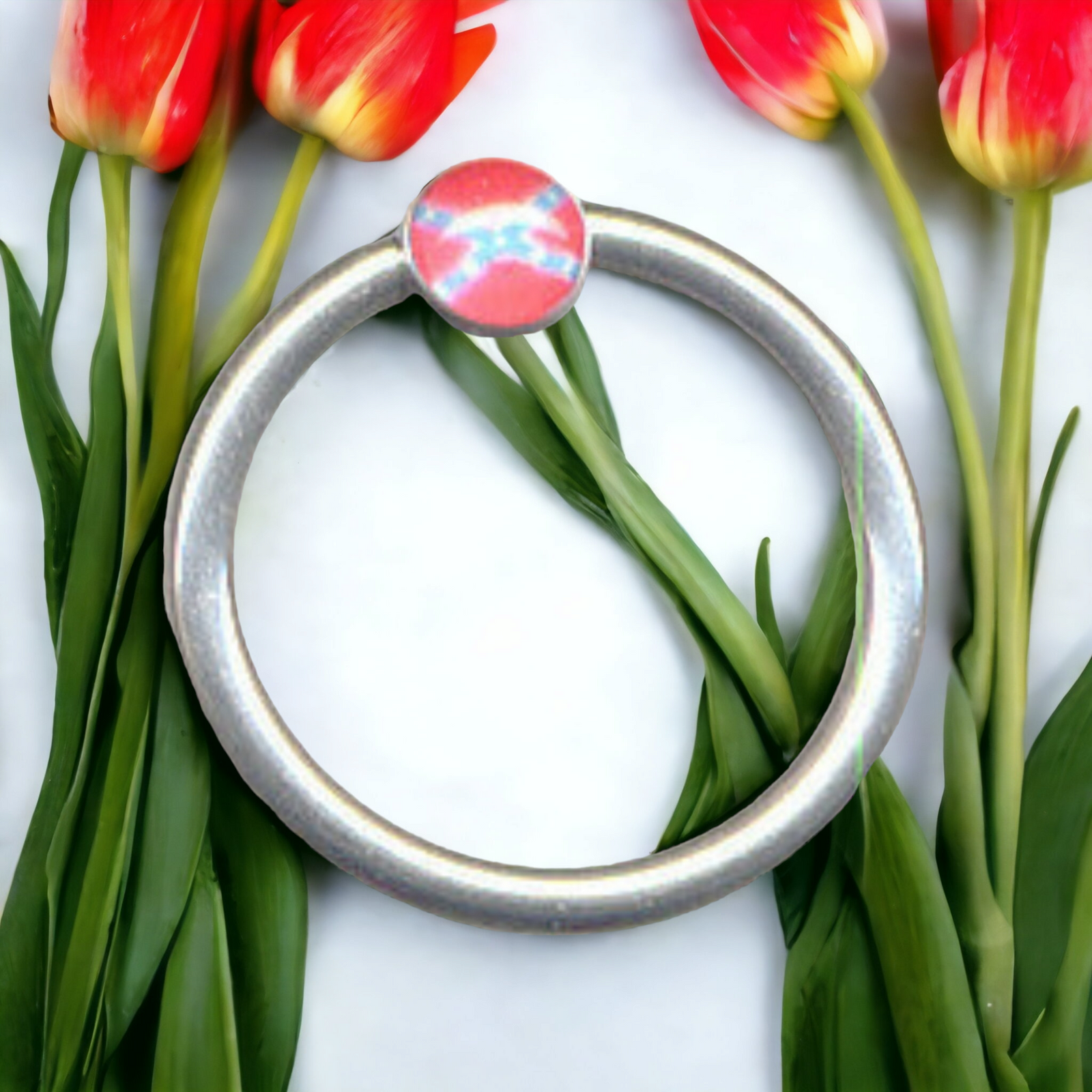 Battle Flag Captive Hoop 8mm (Pair)
