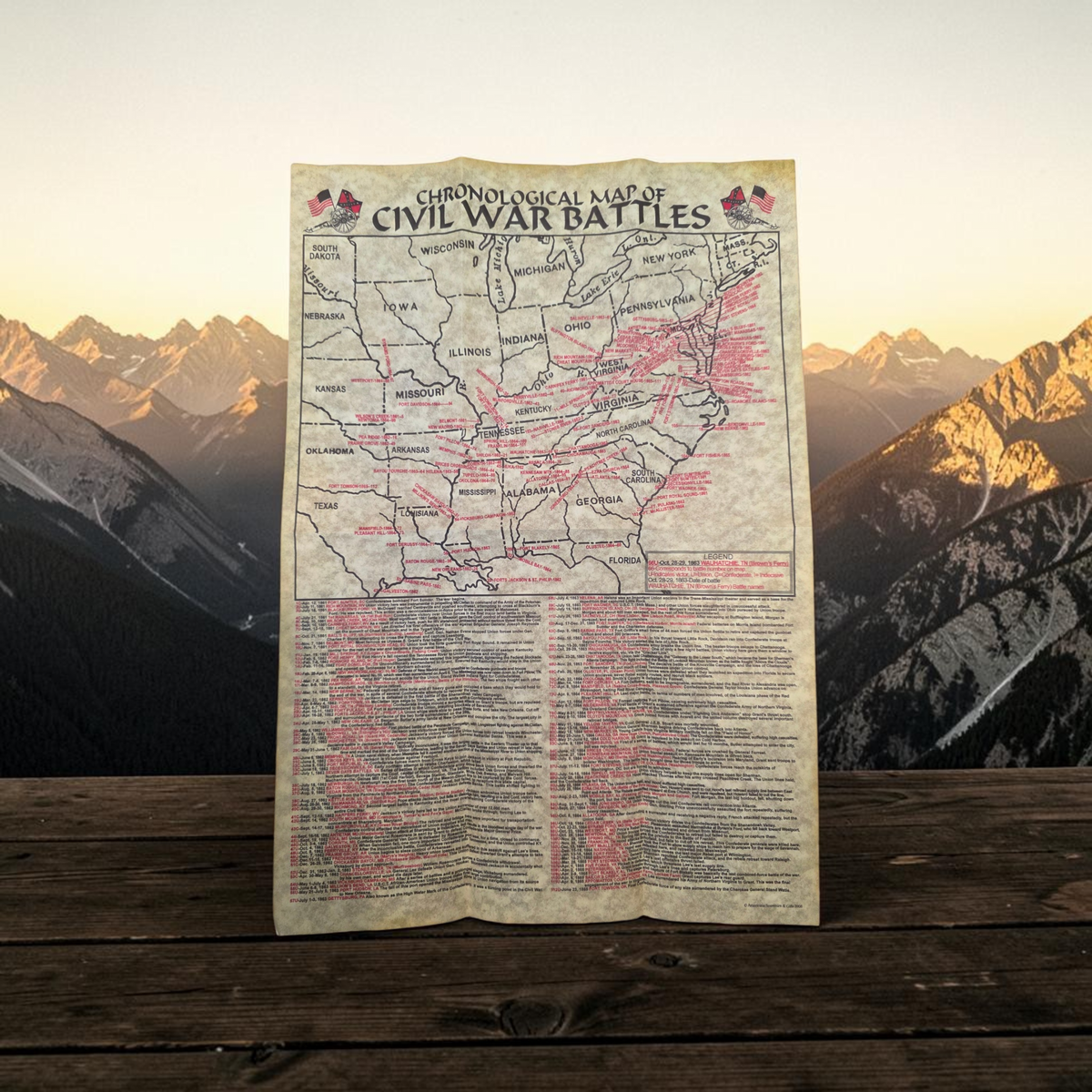 Civil War Battlefield Map 1861-1865