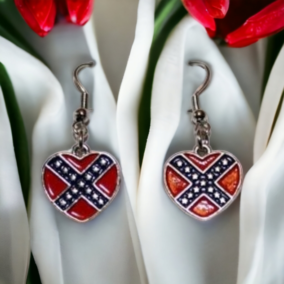 Battle Flag Heart Earrings