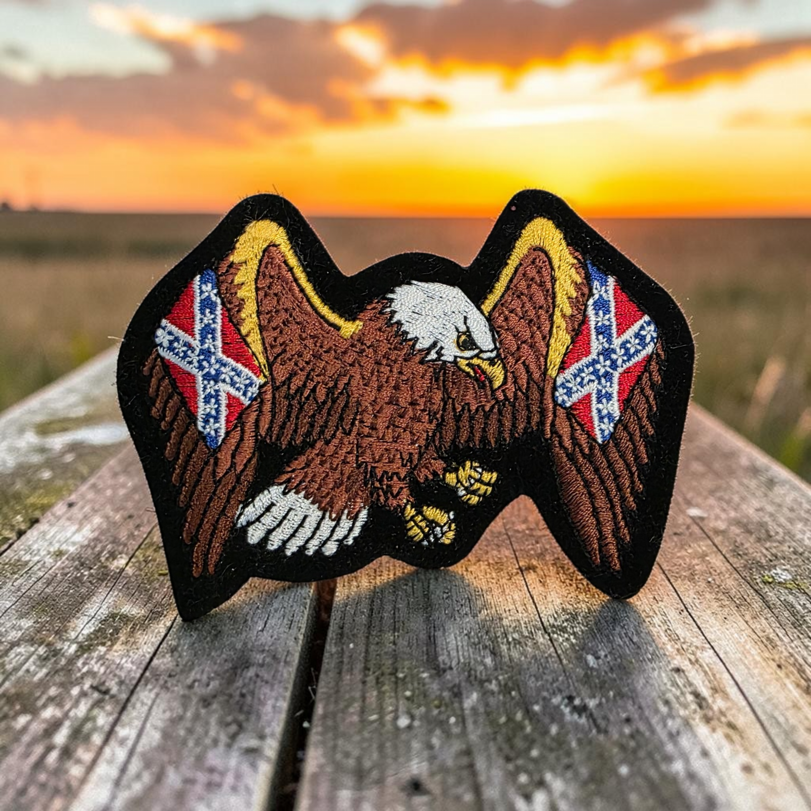 Battle Flag Biker Patch - Eagle With Spread Wings