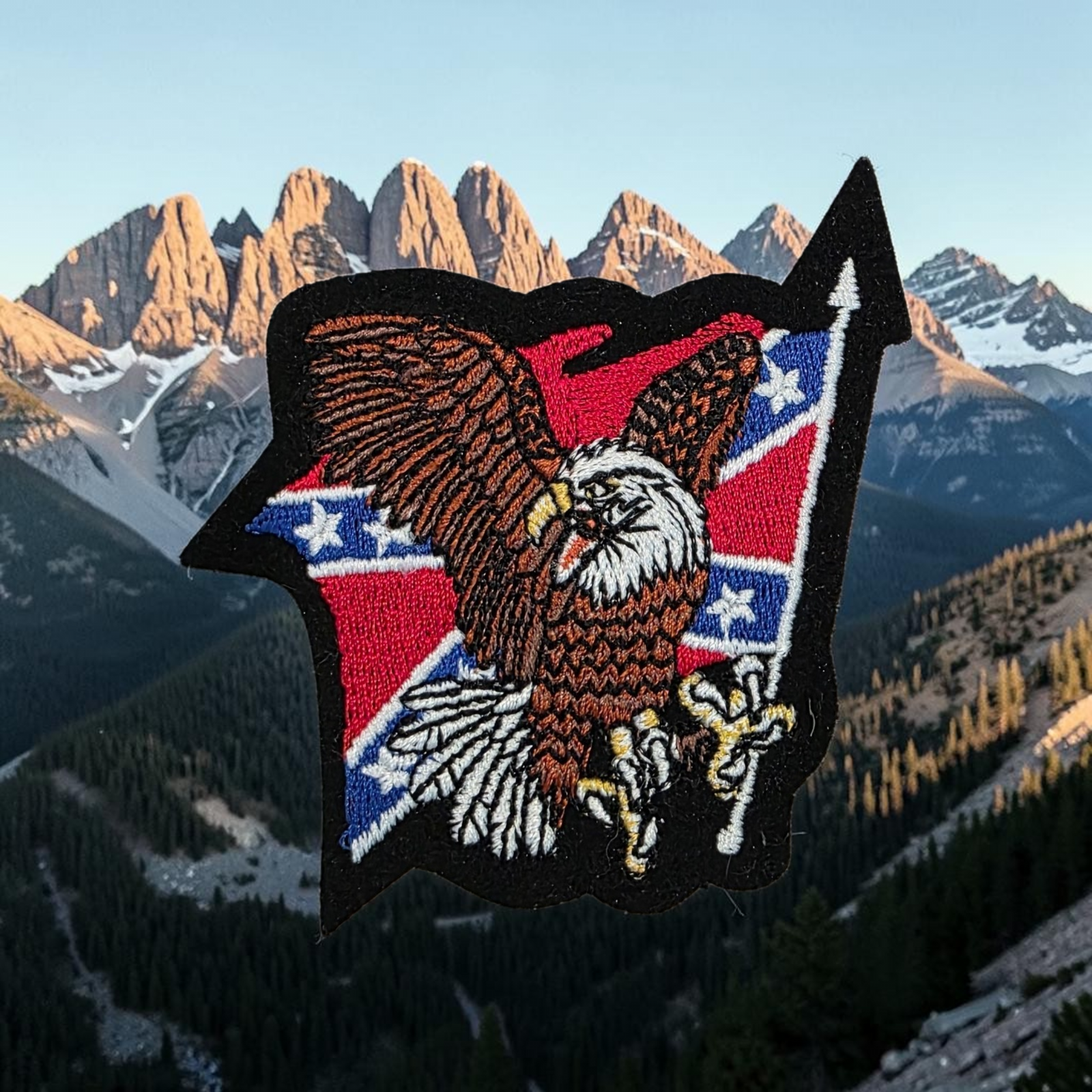 Battle Flag Biker Patch - Eagle With Flagpole
