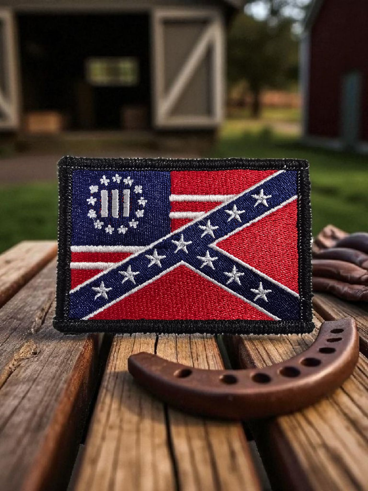 Half Betsy Ross / Half Battle Flag Velcro Patch