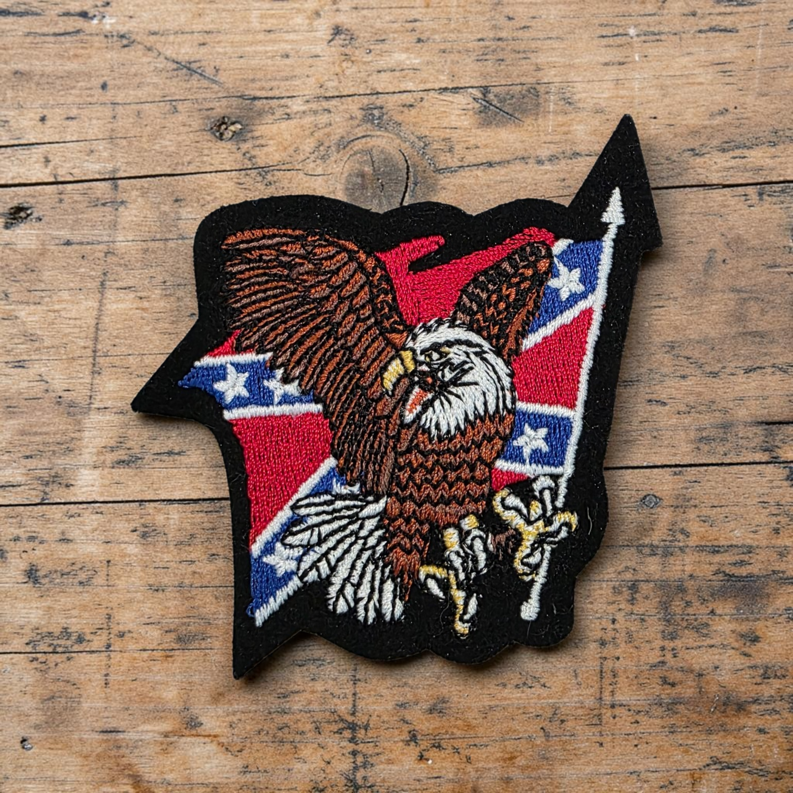 Battle Flag Biker Patch - Eagle With Flagpole