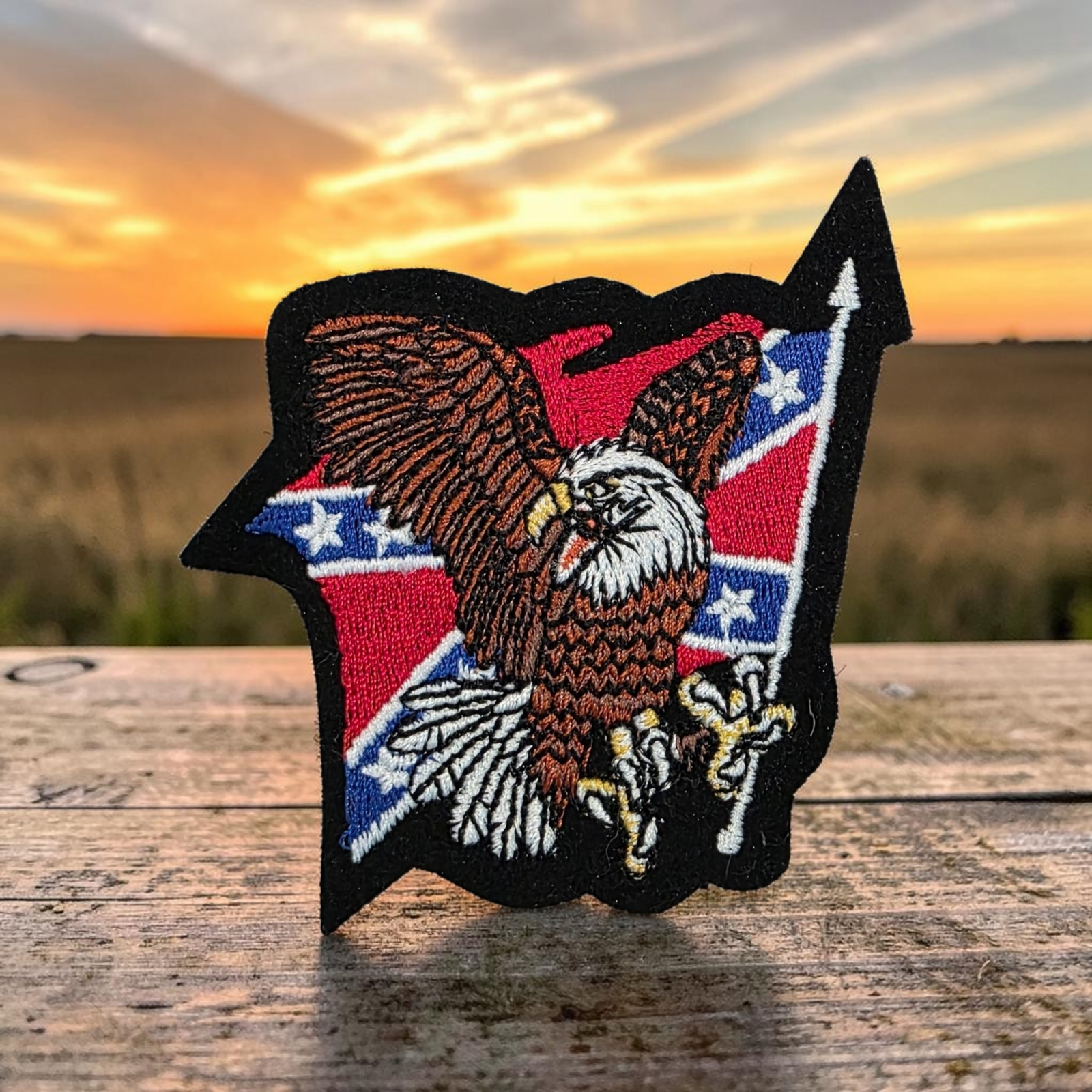 Battle Flag Biker Patch - Eagle With Flagpole