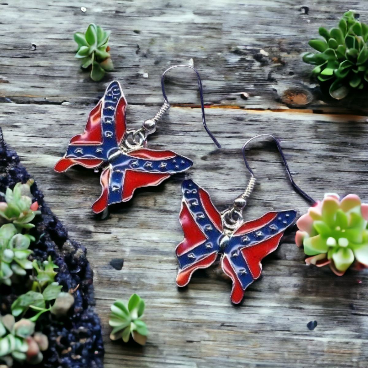 Battle Flag Butterfly Earrings