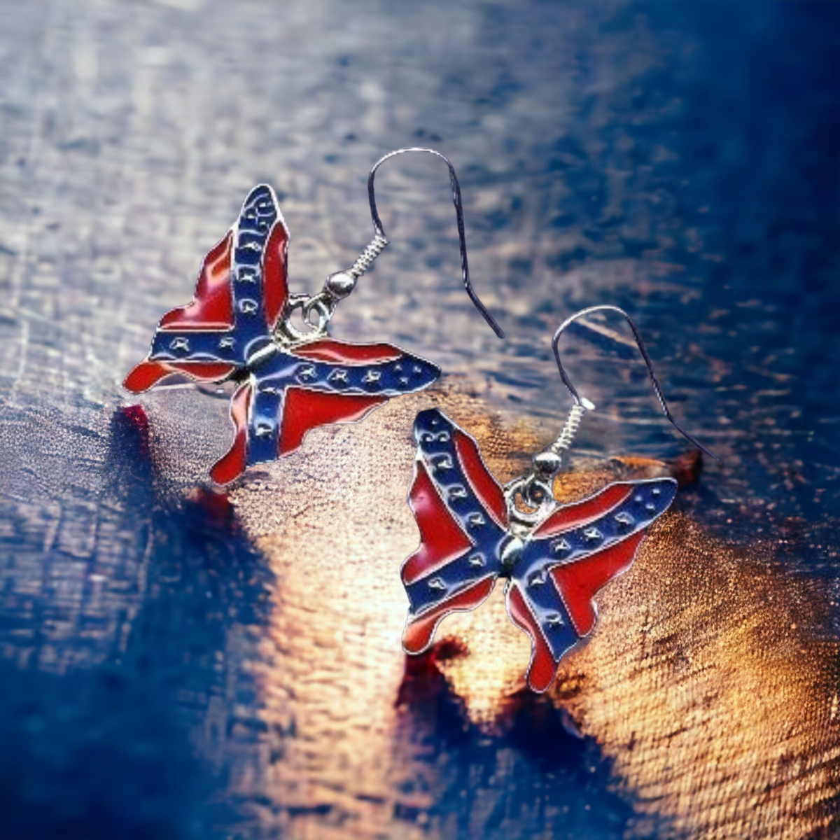 Battle Flag Butterfly Earrings