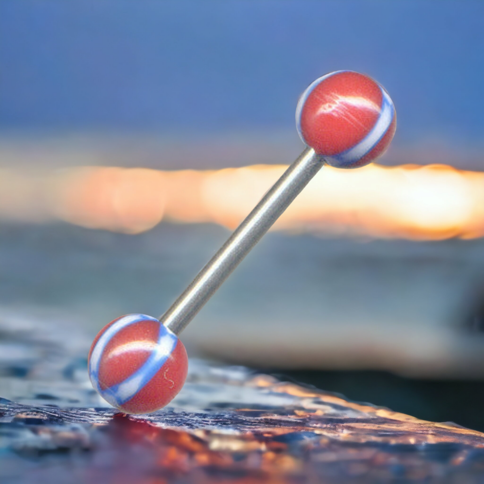 Battle Flag Barbell Jewelry 14mm (Single)
