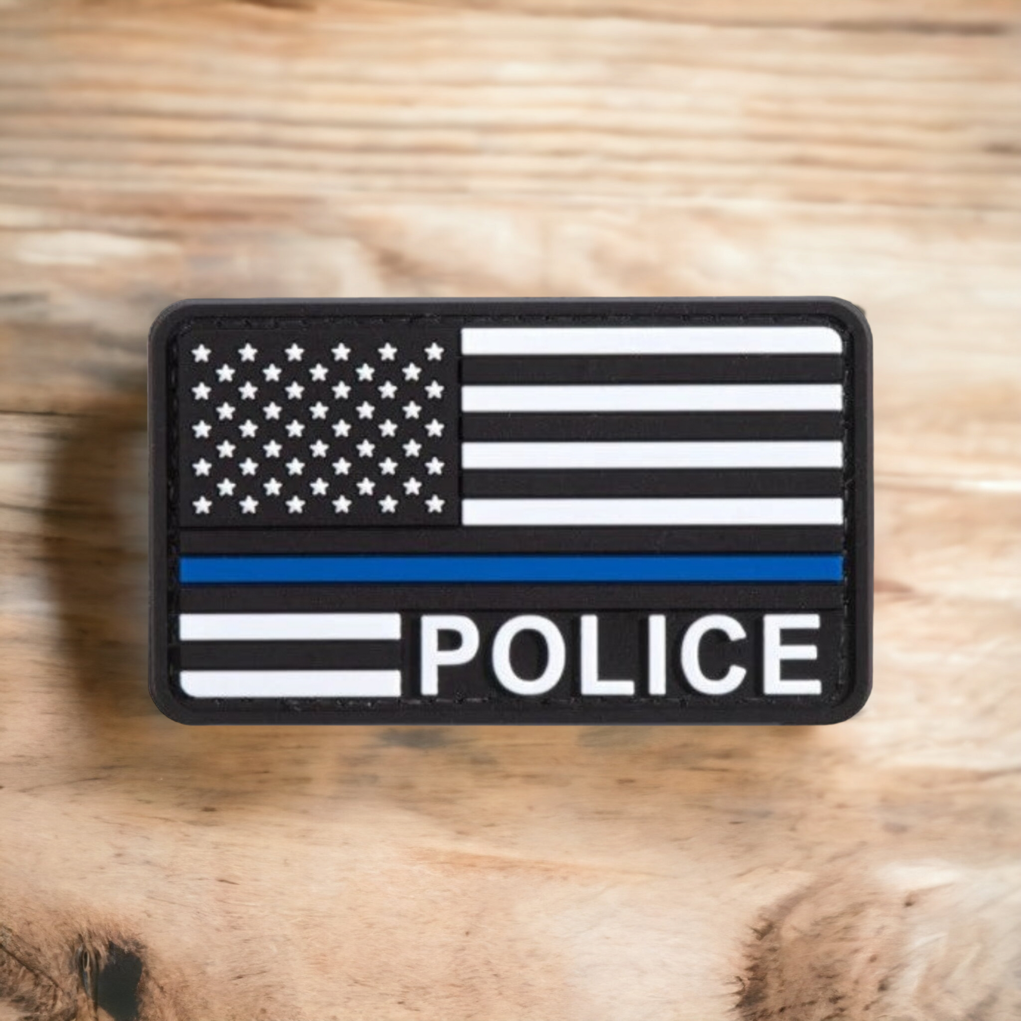 US Flag with POLICE Blue Line PVC Patch